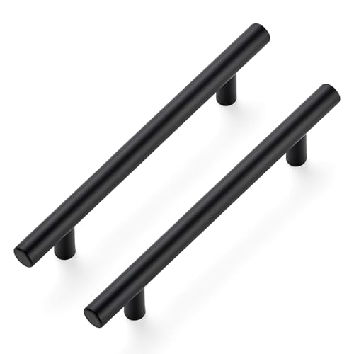 Ravinte Hardware Matte Black Cabinet Handles Drawer Pulls 5 Inch CC 10 Pack - color: Matte Black T-Shaped, size: 5" Hole Center