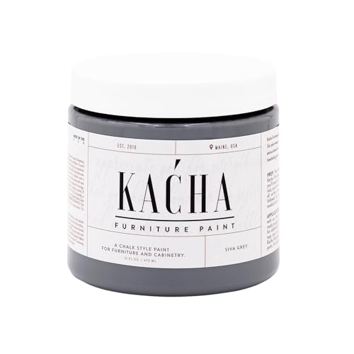 Kacha Furniture Paint | Grey Chalk Style Paint for Furniture, Cabinets, and Crafts | Pint -16 oz | Siva Grey | Low VOC | Matte | (Topcoat Required) - color: Siva Grey, size: 16 Fl Oz (Pack of 1)