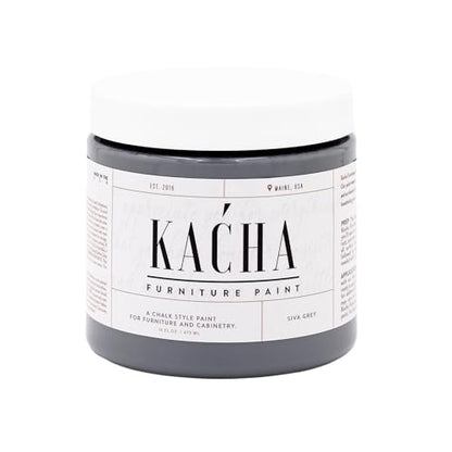 Kacha Furniture Paint | Grey Chalk Style Paint for Furniture, Cabinets, and Crafts | Pint -16 oz | Siva Grey | Low VOC | Matte | (Topcoat Required) - color: Siva Grey, size: 16 Fl Oz (Pack of 1)