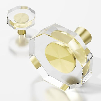 4 Pack Polygon Crystal Cabinet Knobs,1-1/4 Inch, Gold - color: Gold-4 pack, size: Polygon