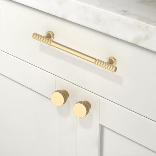 10 Pack Brushed Gold Cabinet Pulls 5 Inch(128mm) Kitchen Cabinet Handles Cabinet Hardware for Drawer Pulls - color: Brushed Gold, size: 5" Hole Center