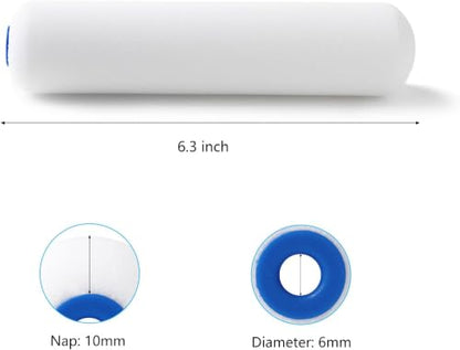 Foam Paint Roller, 10 Pack, 6 Inch Foam Roller, High Density Foam Roller Paint, Mini Foam Paint Roller 6 Inch, Use with All Paints, Painting in Smooth Surface