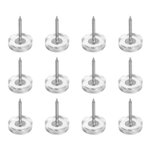 uxcell 12Pcs Furniture Sliders, 13mm Round Plastic Furniture Guides Nail-on Pads, Hardwood Floor Protectors for Chair, Table, Desk, Cabinet Leg, Transparent - size: 13mm