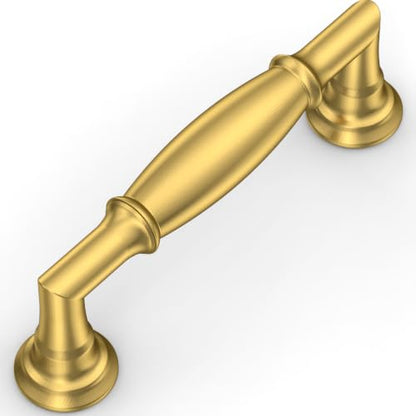 10 Pack Vibrant Brushed Moderne Brass Cabinet Pulls 3 Inch(76mm) Kitchen Cabinet Handles Solid Heavy Duty Drawer Pulls - color: Vibrant Brushed Moderne Brass, size: 3" Hole Center
