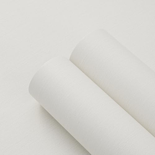 Haimin Fabric Wallpaper 24" x 393" Peel and Stick Textured Contact Paper - color: Off-White