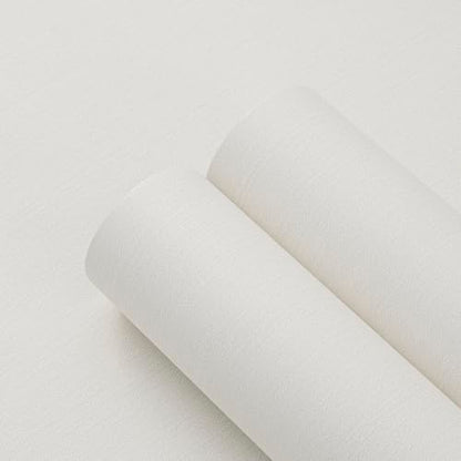 Haimin Fabric Wallpaper 24" x 393" Peel and Stick Textured Contact Paper - color: Off-White