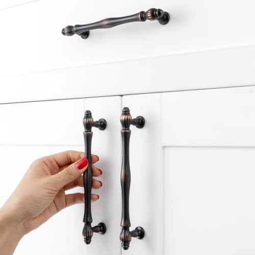 5 Inch Oil Rubbed Bronze Cabinet Pulls Drawer Handles 10 Pack 2510 - color: Oil Rubbed Bronze, size: 5 In Hole Distance