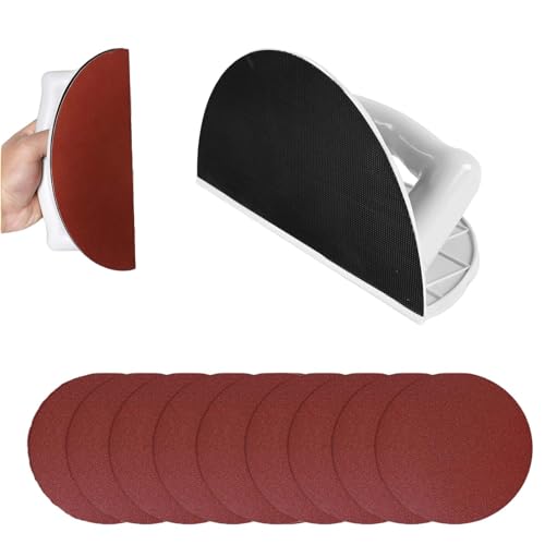 Corner Sanding Tool, Semi-Circular Hook and Loop Backing Angle Sanding Tool with 10Pcs Reusable 5 Inch 240 Grit Hook Loop Polishing Discs for Wall and Corners Cleaning Polishing - size: 5-inch Sanding Blocks