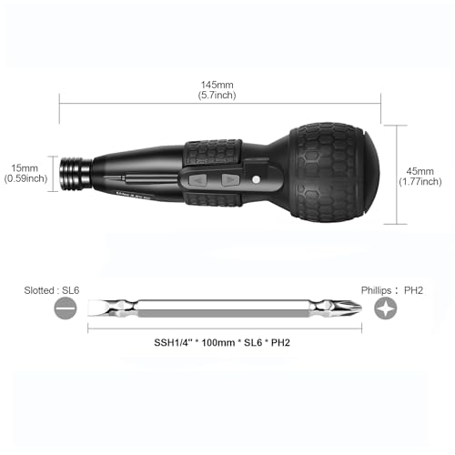 3.6V Cordless Electric Screwdriver, Manual & Automatic, 1800mAh, LED Light - color: Black 2