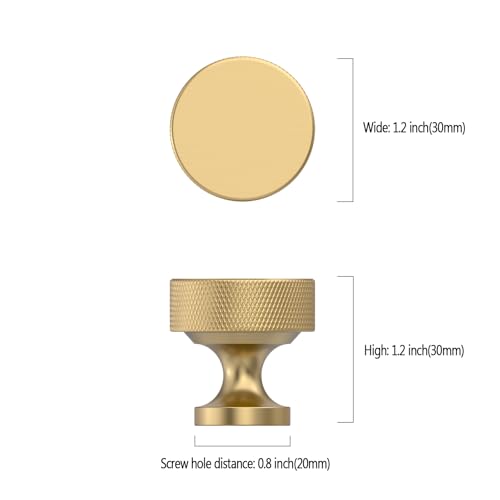 Champagne Bronze Knurled Cabinet Knobs Round Drawer Pulls 10 Pack - color: Champagne Bronze, size: Flat Round Knobs