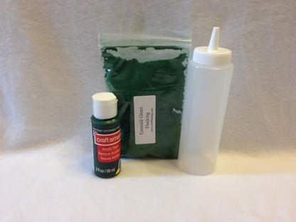 Fowl Flocker Flocking Kit 1oz Flock (Emerald Green) with Acrylic Paint Adhesive and Applicator - color: Emerald Green