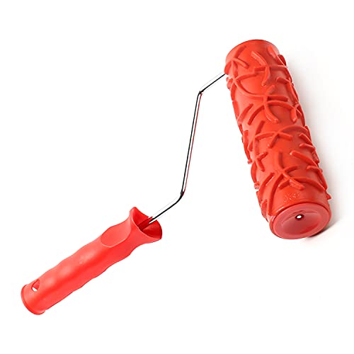 Utoolmart 7" Home Wall Rubber Paint Roller 175mm Wooden Grain Painting Roller with Plastic Handle 1Pcs - size: EG038T