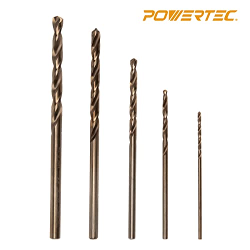 POWERTEC M35 Cobalt Drill Bit 1mm-3mm, 50-Pk HSS Twist Bits (QDB2104) - style: 50PK Metric Cobalt Drill Bits Set (1mm-3mm)