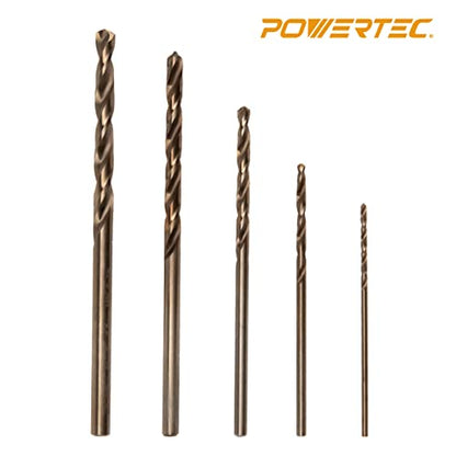 POWERTEC M35 Cobalt Drill Bit 1mm-3mm, 50-Pk HSS Twist Bits (QDB2104) - style: 50PK Metric Cobalt Drill Bits Set (1mm-3mm)