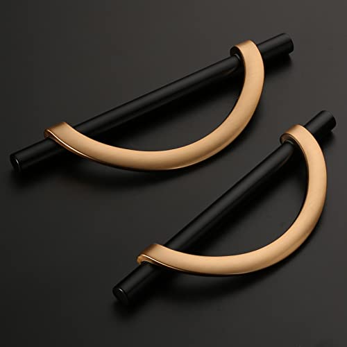Amerdeco 10 Pack Black Brushed Gold Cabinet Pulls 5 Inch(128MM) Hole Centers Kitchen Cabinet Handles Hardware Kitchen Handles for Cabinets Cupboard Handles Drawer Pulls… - color: Champagne Black Gold, size: 5"/128MM Hole Center, style: 10 Pack