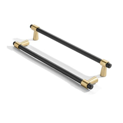 khtumeware 12 inch 5 Pack Matte Black/Brushed Brass Cabinet pulls Zinc Alloy, Kitchen Cabinet Handles, Wardrobe Drawer Handles - Suitable for Bathroom cabinets, Bedroom Furniture - color: Matte Black/Brushed Brass, size: 12 Inch