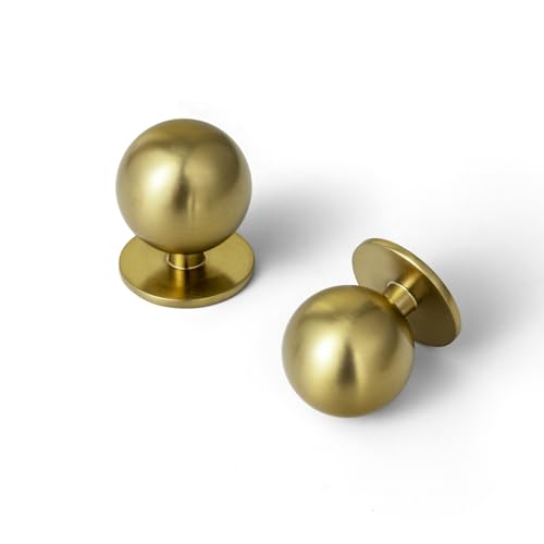 Set of 12 -Sleek Round Brushed Gold Cabinet Knobs - Modern and Minimalist Hardware for Stylish Home Enhancement - 1 Inch Diameter - color: Brushed Gold, size: 1" Diameter