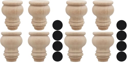 3" Tall Solid Wood Furniture Legs Unfinished Bun Feet for Cabinet Sofa Ottoman TV Stand Loveseat Dresser Set of 4 (Pack of 2) - size: 3" (Pack of 2)