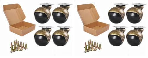 ENYKE Ball Caster Wheels, 2-inch Casters for Furniture, Swivel Furniture Wheels Set of 4 360lbs, Antique Brass Top Plate Castors, Ottoman, Wheelchair, Not for Small Chair Legs (Pack of 2) - color: Bronze, size: 2 in (Pack of 2)