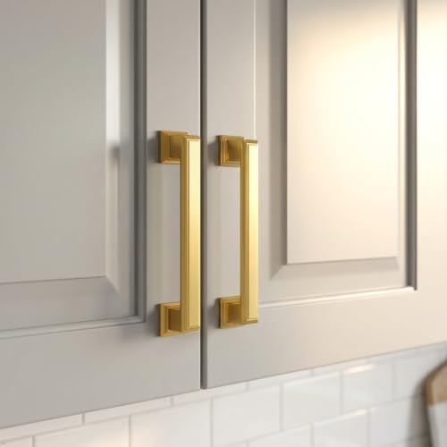 Alzassbg Vibrant Brushed Moderne Brass Cabinet Pulls 10 Pack, AL3071BMB - color: Vibrant Brushed Moderne Brass, size: 3" Hole Center