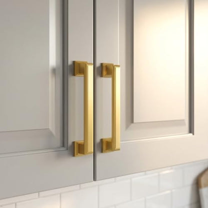 Alzassbg Vibrant Brushed Moderne Brass Cabinet Pulls 10 Pack, AL3071BMB - color: Vibrant Brushed Moderne Brass, size: 3" Hole Center