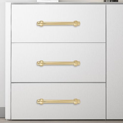 10 Pack 5 Inch Kitchen Cabinet Handles Brushed Brass Cabinet Pulls Zinc Alloy Drawer Pulls Solid Kitchen Hardware - color: Brushed Brass, size: 5'' Hole Center(128mm)