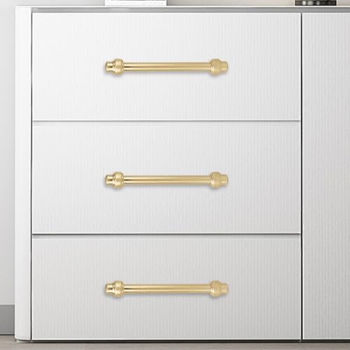 10 Pack 6-1/4 Inch Kitchen Cabinet Handles Brushed Brass Cabinet Pulls Zinc Alloy Drawer Pulls Solid Kitchen Hardware - color: Brushed Brass, size: 6-1/4'' Hole Center(160mm)