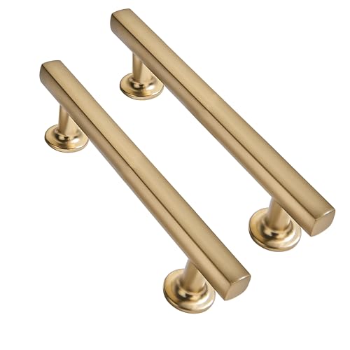 3 inch (76mm) 2 Pack Brushed Brass Cabinet pulls Solid Heavy-Duty Handles Hardware for Kitchen Badroom Drawer Square Pulls Cupboard Cabinets - color: Brushed Brass, size: 3 inch(76mm)