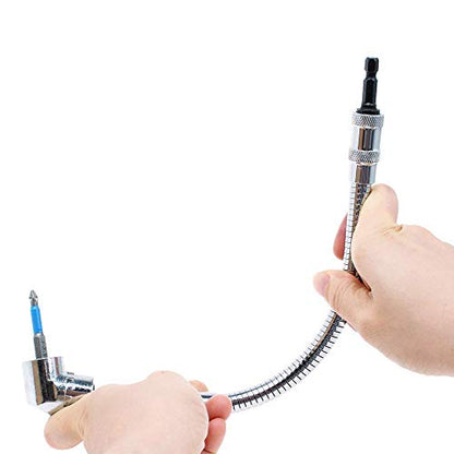 Flexible Drill Bit Extension w/Right Angle Adapter 11.5" Shaft