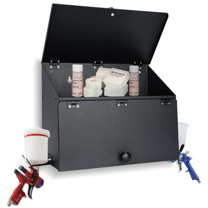Magnetic Booth Box, Double Compartment w/ 2 Spray Gun Hangers - color: Black
