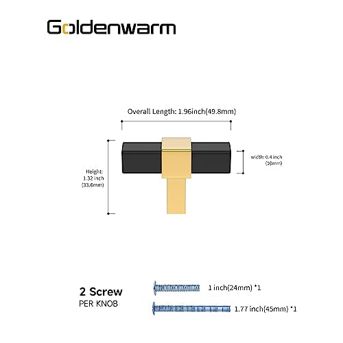 Goldenwarm 10 Pack Cabinet Knobs Black and Gold Kitchen Cabinet Knobs Round Drawer Pulls for Bathroom Kitchen Bedroom, Zinc Alloy - size: Single Hole Center