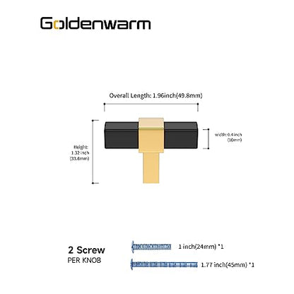 Goldenwarm 10 Pack Cabinet Knobs Black and Gold Kitchen Cabinet Knobs Round Drawer Pulls for Bathroom Kitchen Bedroom, Zinc Alloy - size: Single Hole Center