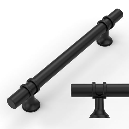 Amerdeco 10 Pack Matte Black Cabinet Pulls 5 Inch(128MM) Hole Centers Kitchen Cabinet Handles Cabinets Hardware Drawer Pulls ZH0058 - color: Matte Black, size: 5"/128MM Hole Center