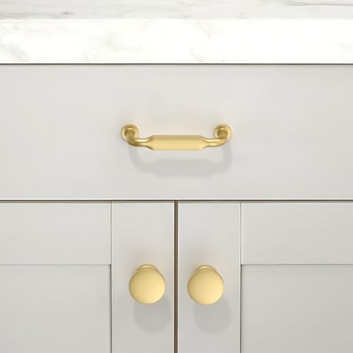 10 Pack Brushed Gold Cabinet Pulls 3 Inch(76mm) Kitchen Cabinet Handles Solid Zinc Alloy Cabinet Hardware Drawer Pulls - color: Brushed Gold, size: 3" Hole Center