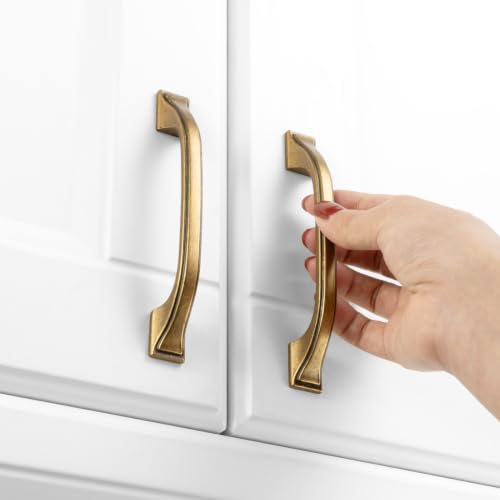 KOOFIZO 10 Pack 3-3/4 in Antique Brass Cabinet Pulls, Drawer Handles 1958 - color: Antique Brass, size: 3-3/4" CC