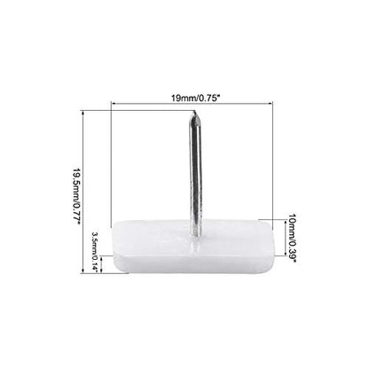 uxcell Furniture Feet Nail Plastic Glide Nails Square Chair Table Leg Protector Pads 19mm x 10mm White 20pcs - size: 19mmx10mm