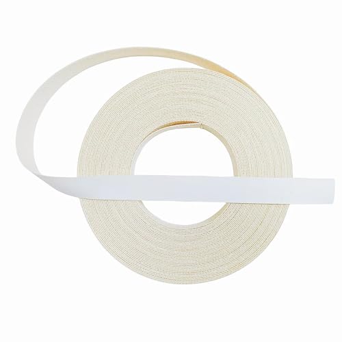 White Edge Banding Not Melamine PVC Edging Band,3/4 inch x50ft Pre-glued Real Wood Veneer Iron on Tape,Backed with Hot Melt Adhesive Flexible Strip Apply for Furniture Cabinet Restoration