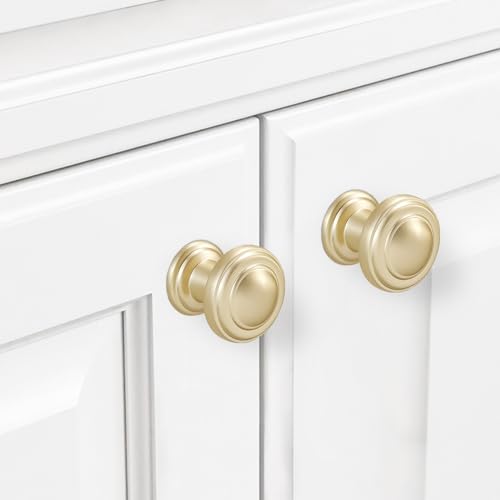 10 Pack Kitchen Cabinet Handles Brushed Brass Cabinet Knobs Gold Drawer Knobs Solid Kitchen Hardware - color: Brushed Brass, size: Knobs