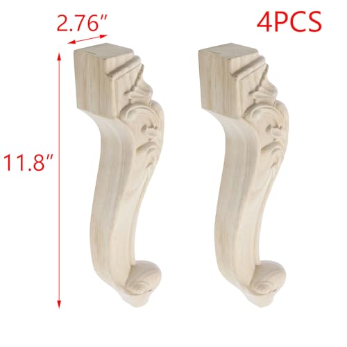 T Tulead 300mm/11.8" Height Wooden Furniture Legs Pack of 4 - size: 300mm Height