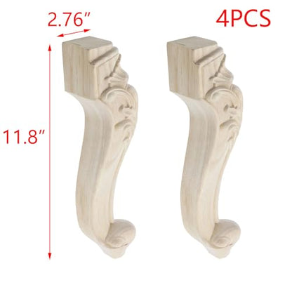 T Tulead 300mm/11.8" Height Wooden Furniture Legs Pack of 4 - size: 300mm Height