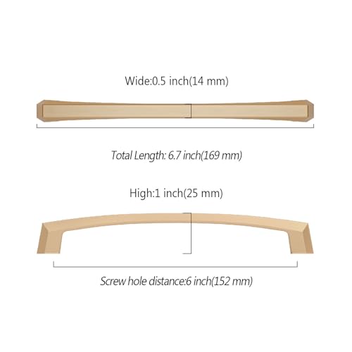 Asidrama 10 Pack 6 inch Champagne Bronze Kitchen Cabinet Handles - color: Champagne Bronze, size: 6" Hole Center(152mm)