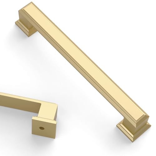 Asidrama 10 Pack 5 inch Brushed Gold Kitchen Cabinet Handles - color: Brushed Gold, size: 5" Hole Center(128mm)