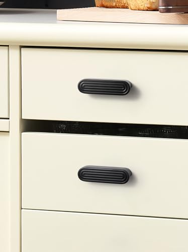 5 Pack Black Cabinet Pulls 3" Hole Center Drawer Pulls Circle Bathroom Dresser Handles Hardware Zinc Alloy - color: Black, size: 3 Inch Hole Centers