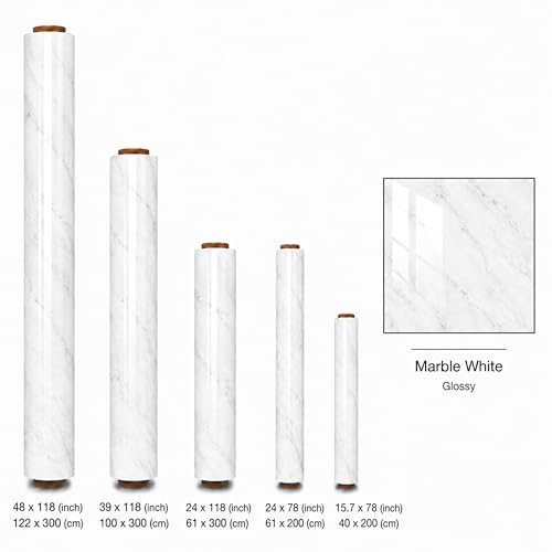 Very Berry Sticker Marble Contact Paper (White, 24" x 118", 2 Pack) - color: White, size: 24" x 118" (2-pack)