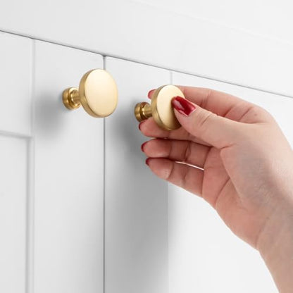 Round Brushed Gold Cabinet Knobs 1-1/4 Inch 10 Pack K2302 - color: Brushed Gold, size: Knob-10 Pcs