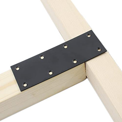 4 Pack Flat Straight Brace Brackets, ULIFESTAR Black Stainless Steel Mending Bracket Plate Metal Shelf Support Fixing Joining Plate for Furniture,Wood,Shelves,Cabinet with Mounting Screws - size: 140 x 48 x 2 mm