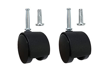 Shepherd Hardware 9406 2-Inch Office Chair Caster, Twin Wheel with Brake, 5/16-Inch Stem Diameter, 75lb Load Capacity, 2-Pack,Black - style: 2" wheel with brake, 5/16" x 1-1/2" grip-neck stem