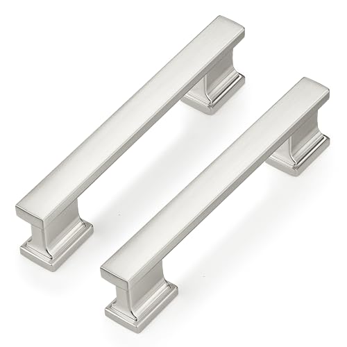 Probrico 10 Pack Brushed Nickel Cabinet Pulls 3 Inch(76mm) Hole Center, Satin Nickel Kitchen Cabinet Hardware, Dresser Drawer Pulls for Cabinet Kitchen Cupboard - color: Brushed Nickel, size: 3 inch hole center
