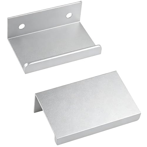 1.97 Inch Finger Pull 6Pcs, 1.26 Inch Hole Centers, Aluminum Alloy, Silver - color: Silver, size: 50mm/1.97", style: Straight Edge