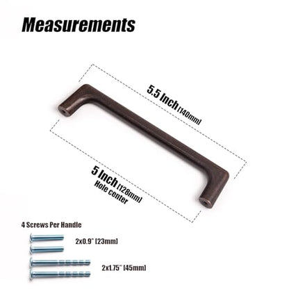 Goo-Ki Antique Oil Rubbed Bronze Cabinet Pulls with 5''(128mm),Retro Style Solid Zinc Cabinet Handles for Drawer,Cupboard, Wardrobe,24 Pack - color: Antique Oil Rubbered Bronze, size: 5'' Hole Centers